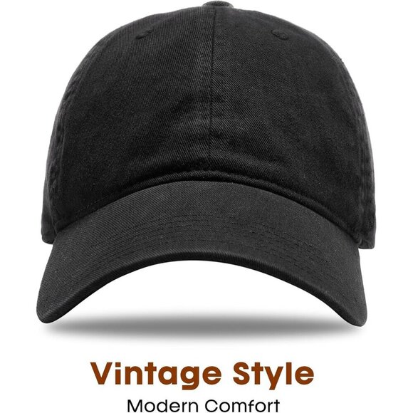 Women\'s Black Vintage Washed Unstructured Baseball Cotton Adjustable Cap